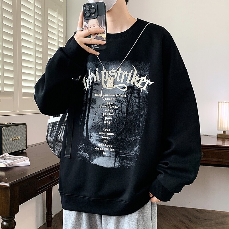 봄과 가을 청소년 스웨터 남자 2025 새로운 고등학교 중학생 차오 브랜드베이스 셔츠 느슨한 탑 봄 옷