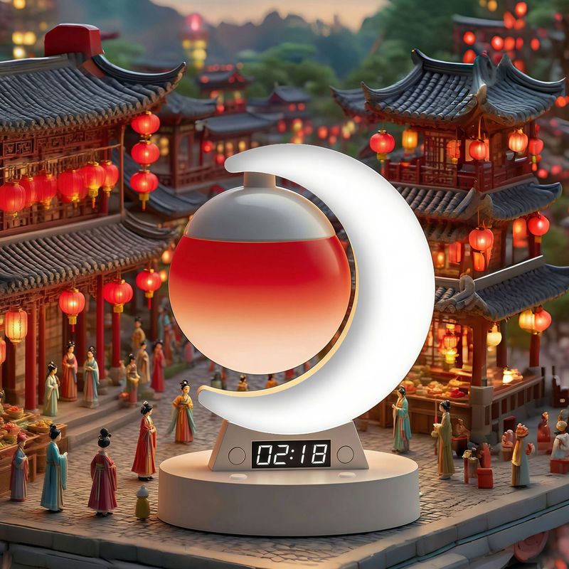可爱高颜值小夜灯创意星球月亮台灯卧室床头灯带时钟可充电氛围灯|undefined