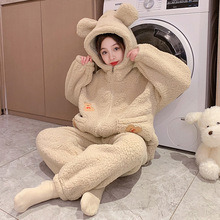 女童居家服睡衣秋冬季2025新款儿童大童珊瑚绒加厚冬款女孩家居服