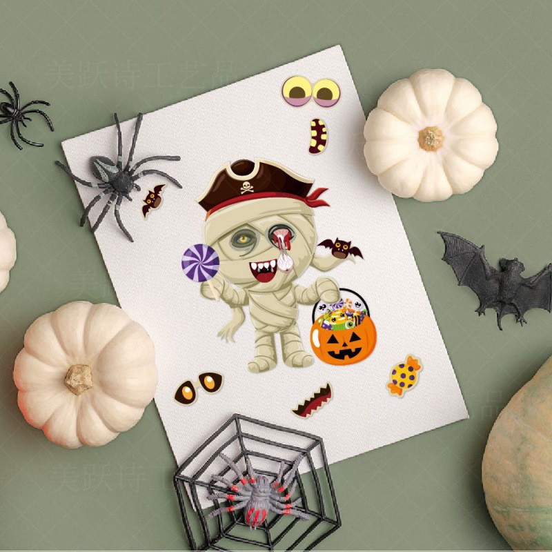 Adhesivo de bricolaje de decoración de Halloween transfronterizo Tarjeta de felicitación de vacaciones de Halloween Etiqueta engomada de decoración de cuentas a mano Suministros de decoración de regalos