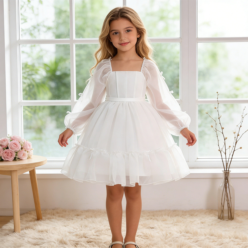 Nuevo vestido de novia ligero de hombro transfronterizo de manga larga pequeño vestido de noche de arco corto puede usar falda corta al por mayor
