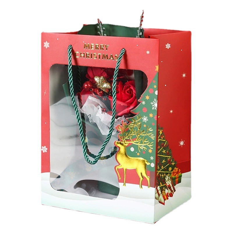 Фабрика прямой Рождественский Бумажный Пакет Окно Подарочная сумка Рождественский подарок Apple упаковочная коробка конфеты Рождественский подарочный пакет