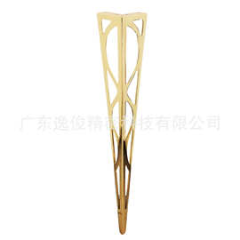 三角镂空金色装饰长款台脚五金家具配件桌脚工厂批发铁制长桌支腿