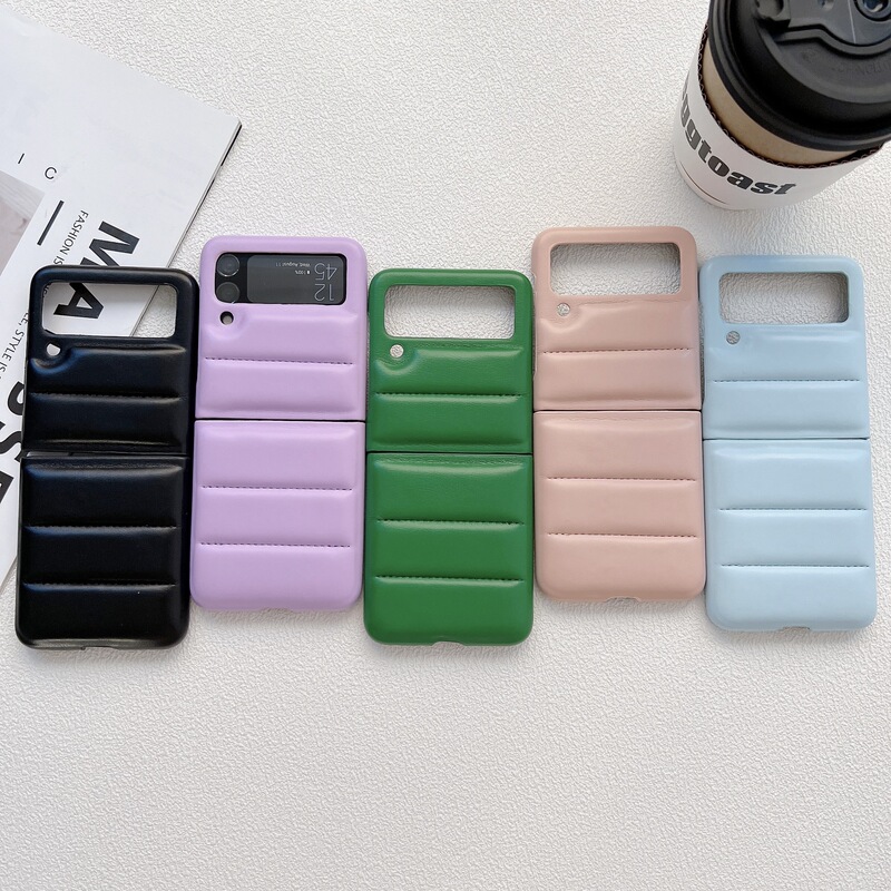 Simple Fashion Solid Color for Samsung Z FLIP 5 Mobile Phone Case Down Jacket FLIP4 Cotton Case FLIP3 Autumn and Winter