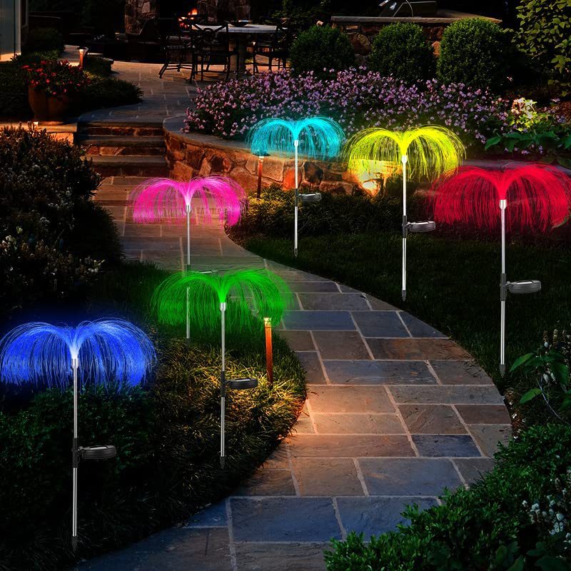 Luces LED coloridas con forma de medusa que funcionan con energía solar, luces para exteriores, luces para el suelo del jardín, luces decorativas navideñas, luces para patio, luces nocturnas