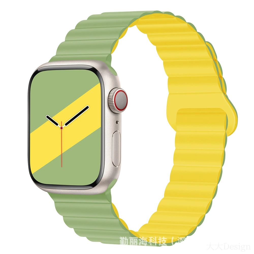 Силиконовый магнитный ремешок для Apple Watch iWatch 10/AppleWatch 9, двухцветный, размеры 38/40/41 & 42/44/45/49 мм