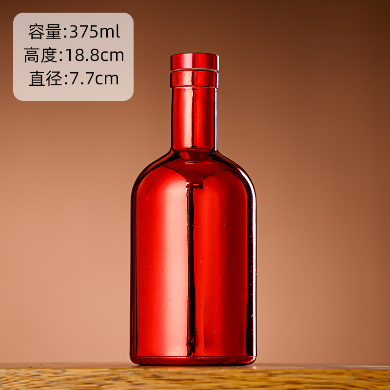 Galvanoplastia botella de vino de vidrio vodka botella de hielo botella de bebida de gama alta botella de vino extranjero botella de vino tinto chapado en oro botella vacía al por mayor