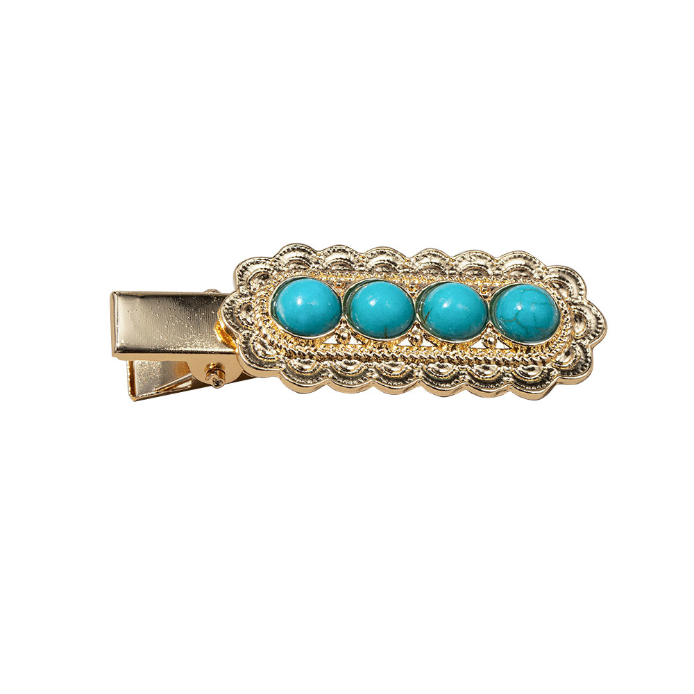 Women's Retro Solid Color Alloy Inlay Turquoise Hair Clip display picture 8