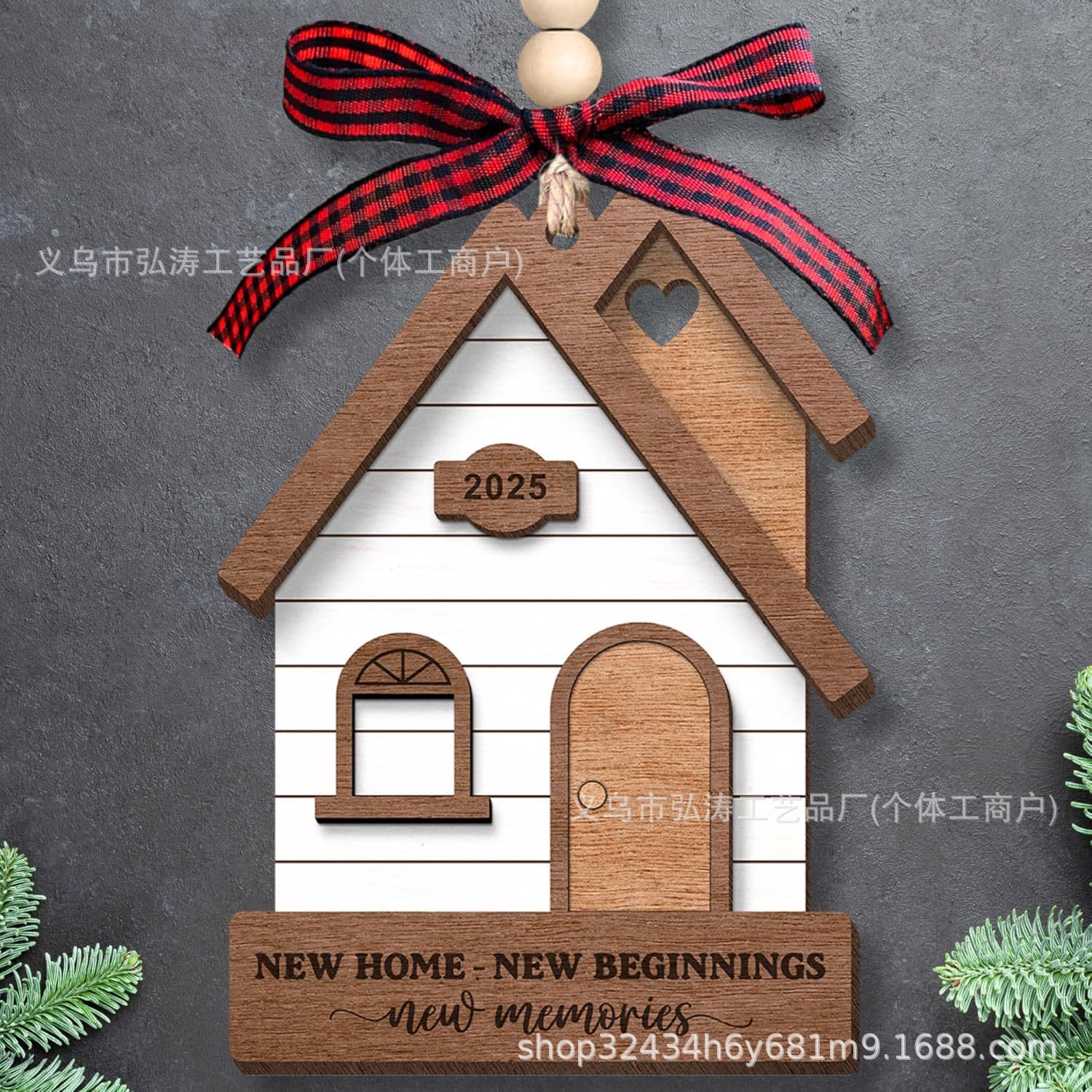 Decoración colgante 2026 nuevo mejor regalo de mudanza decoración de madera decoración para el hogar decoración del árbol de Navidad rojo