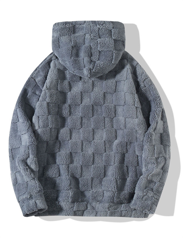 Maglione largo con cappuccio a quadri da uomo, autunno e inverno, casual, di grandi dimensioni_voghion.com