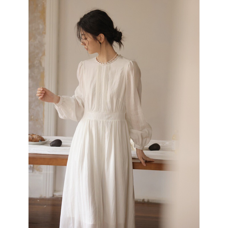 Solighter French Retro Long-Sleeved Waist-Cinching Dress for Women Early Autum 2026 Spring New Style Lantern Sleeve Long Dress Solighter French Retro Long-Sleeved Waist-Cinching Dress for Women Early Autum 2026 Spring New Style Lantern Sleeve Long Dress