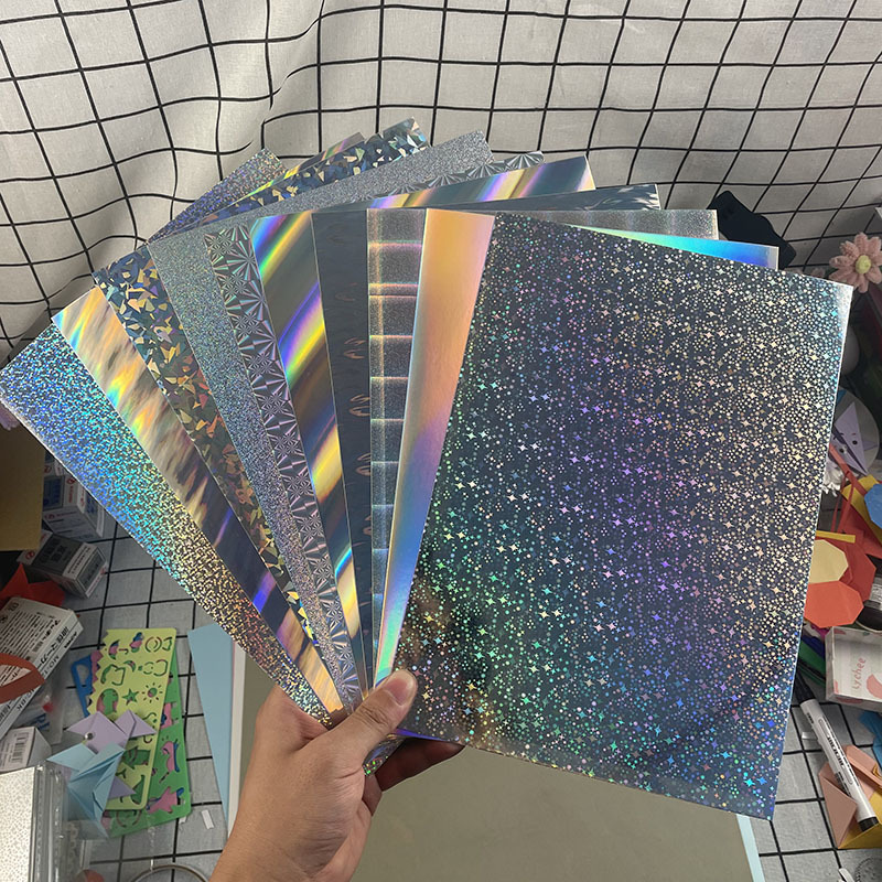 跨境纹路现货250克10种镭射花纹卡纸银卡纸金属纸A4幻彩镭射特种|undefined