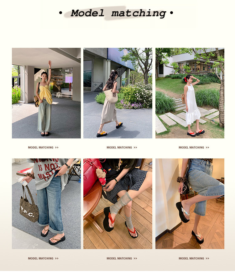 Dép xỏ ngón nữ đế xuồng tăng chiều cao phong cách mới mùa hè — in da báo, màu vàng, bạc, màu đỏ chi tiết 4