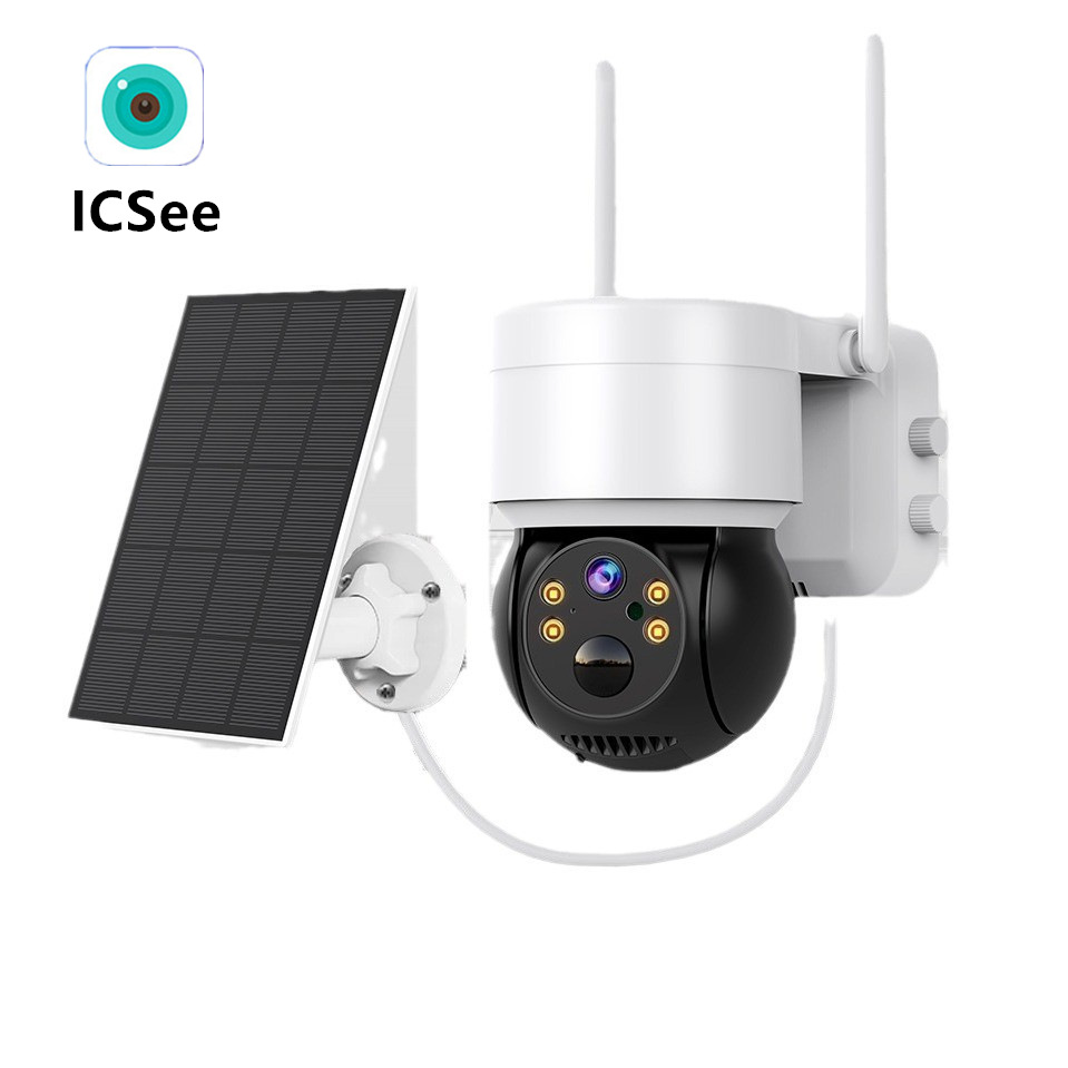 icsee solar energy low power wifi camera monitor outdoor mobile phone remote 4M ball machine monitoring 360 degree