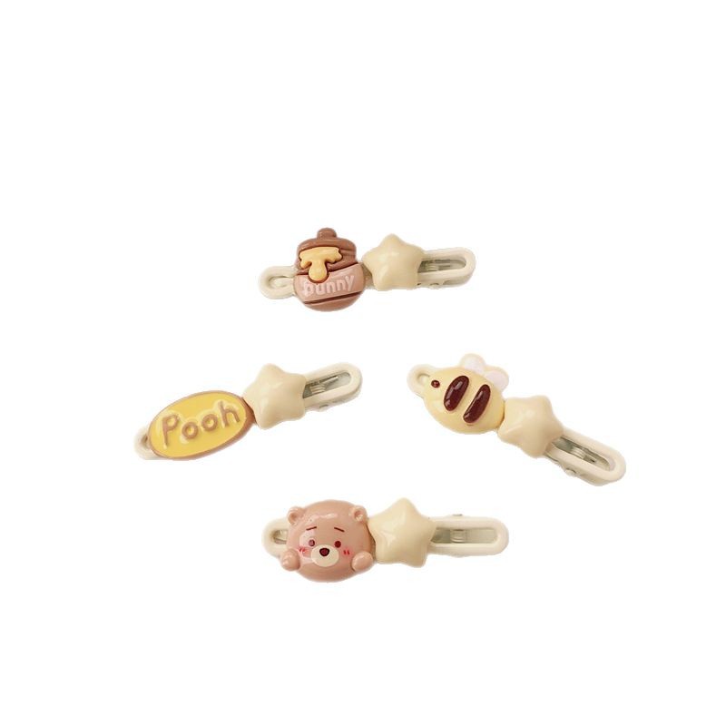 Caricatura serie de abrazaderas de abejas adorables jarras de miel de chicas estrellas de corazón lateral cabello roto peludo abrazaderas de cabello tocado