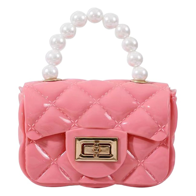 Candy color Southeast Asian foreign trade single shoulder crossbody chain change small bag Pearl handbag girl rhombus jelly bag