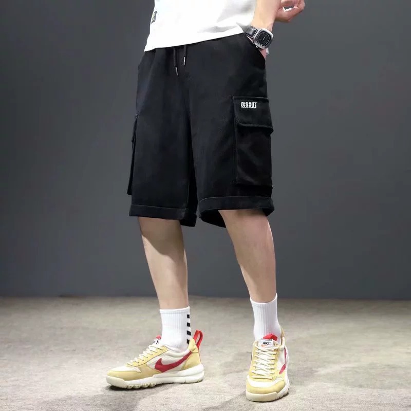 2025 New Men's Cargo Shorts Summer Japanese Style Army Green Casual Mid-Length Straight Trendy Outdoor Shorts