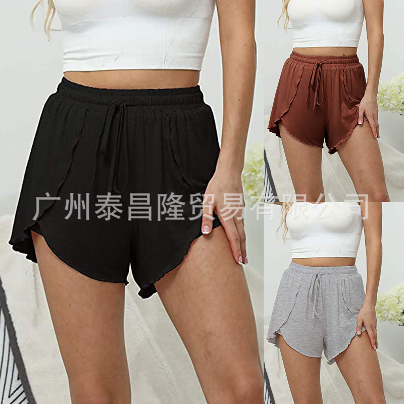 Amazon European and American Sports Casual Running Fitness Women's Yoga Shorts, Faux Two-Piece Anti-Exposure Solid Color Leggings Amazon European and American Sports Casual Running Fitness Women's Yoga Shorts, Faux Two-Piece Anti-Exposure Solid Color Leggings