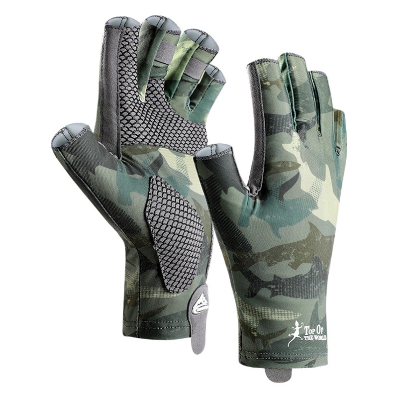 Verano hielo seda sol protección Luya guantes al aire libre fitness montar medio dedo antideslizante Tigre Boca engrosada deportes guantes de pesca