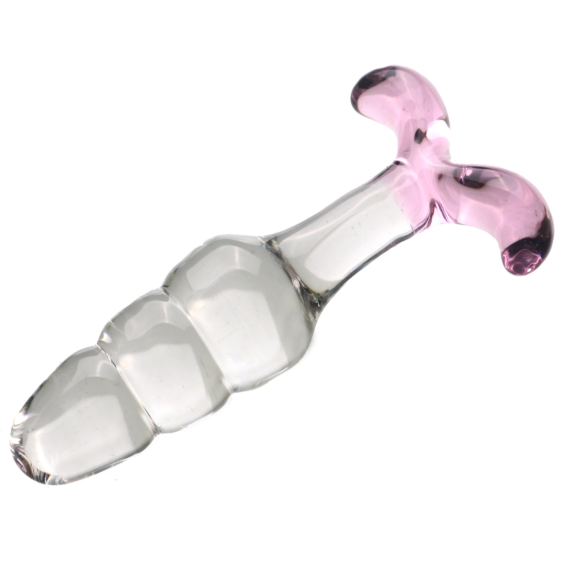 Crystal Fish Tail Anal Beads, Transparent Glass Anal Plug, Large Size — detail image 7