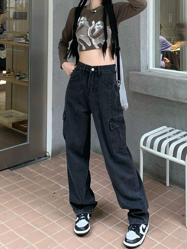 Осенние джинсы, брюки, цветные leggins, американский стиль, высокая посадка, свободный прямой крой