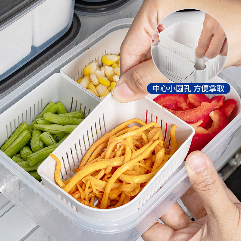 クロスボーダー透明分格鮮度保持箱家庭用長方形冷蔵庫収納箱食品分注弁当箱電子レンジ|undefined