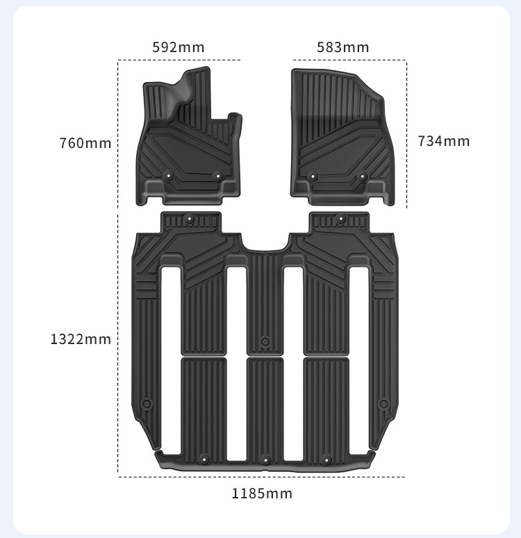 Suitable for 23-26 Models of Xpeng X9 Cars, Special Tpe Floor Mats for Left and Right Steering, Trunk Mat, and Backrest Cushion
