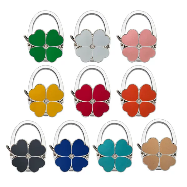 Selling Clover Folding Bag Hook Portable Four-Leaf Clover Deskside Bag Hanger Women's Handbag Wallet Bag Hook
