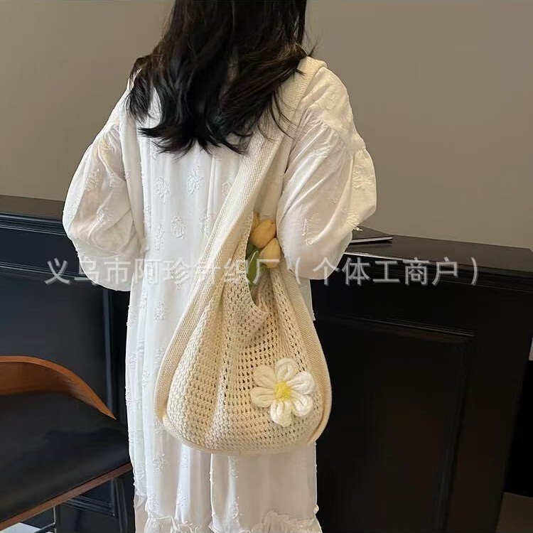 Thickened 220g Cotton and Linen Woven Bag for Women, Summer Lazy Style Large Capacity Straw Bag, Beach Vacation Beach Bag