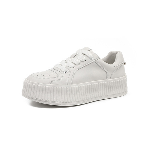 Masovism biscuit shoes women's thick-soled 2024 autumn sneakers small height increasing casual shoes small white shoes