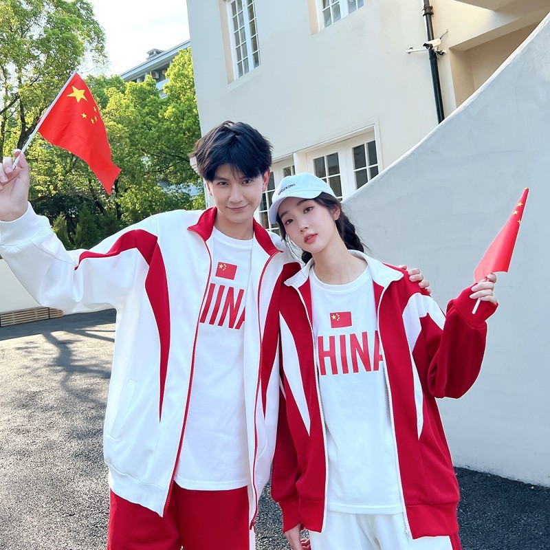 クラス服中学生秋セット学院風中国紅衛衣高校小学生運動会三点セット|undefined