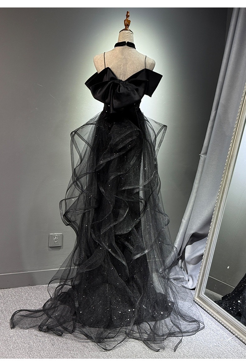 Black Sequined Halter Evening Gown Niche Fishtail Skirt For Women New Style Understated Luxury For Emcees Coming Of Age Ceremonies Annual_ecoleips.com