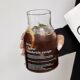 Ins Style Glass Household Drinking Cup Simple Letter Cold Extract Coffee Cup Large Capacity Bubble Tea Suction Cup
