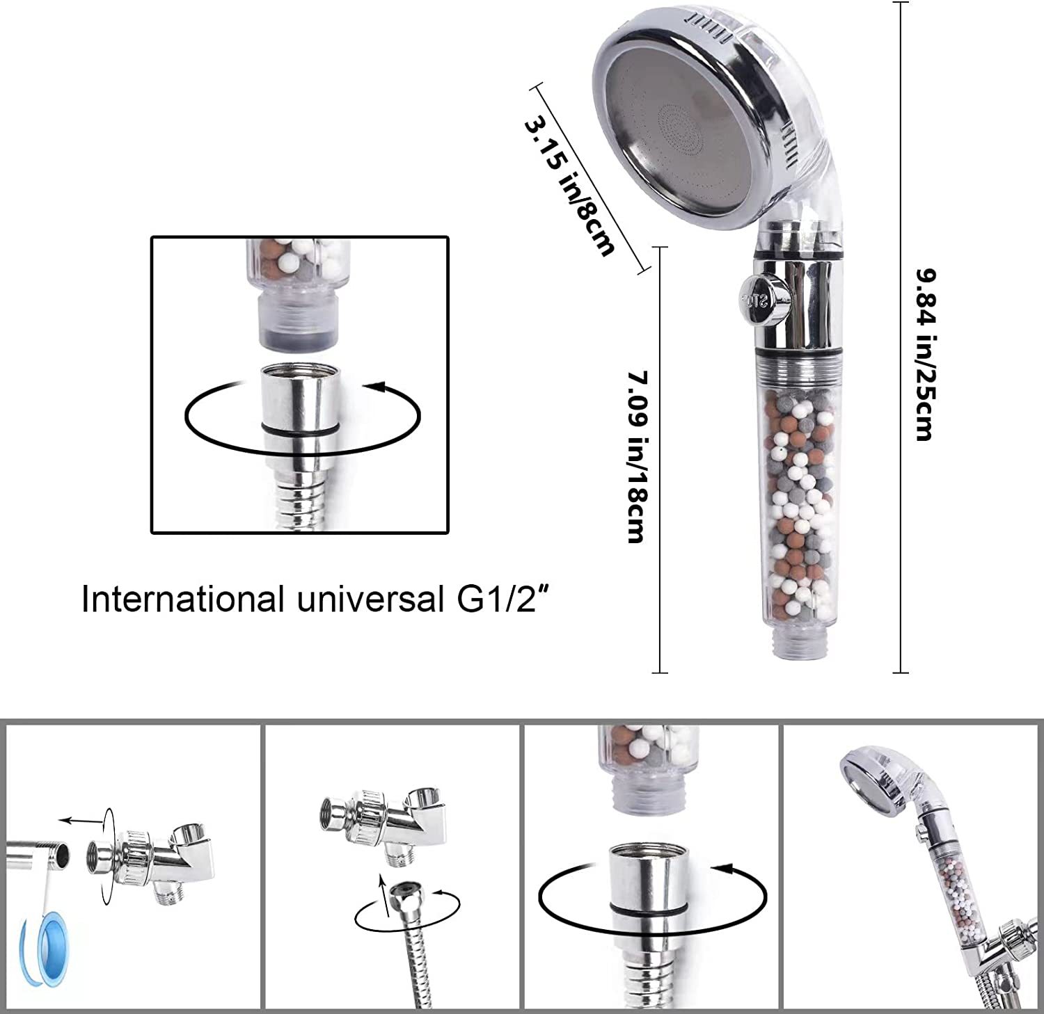 Three-piece set of cross-border three-level water outlet filtration waterstop showerhead, pressurized shower head, negative ion water purification showerhead Application Scenario