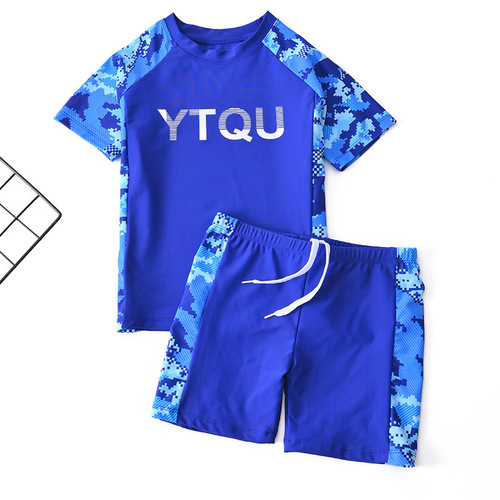 New children's split swimming trunks for boys, baby swimming suit set, middle school boy swimming gear, boys' swimming suit