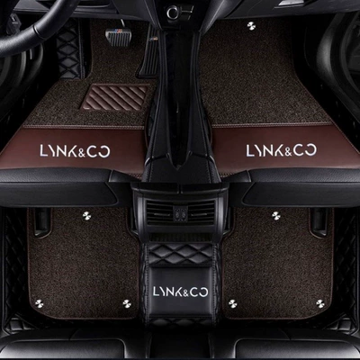mats, Lynk & Co 02 floor mats, Modelə uyğun ayaqaltı - lynk-co-01-double-layer-pure-black-coffee-colored-silk-loop