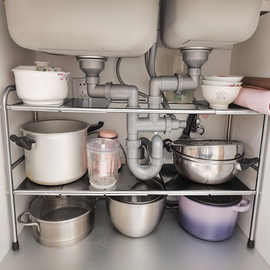 柜内分层架可伸缩厨房下水置物架橱柜放锅储物架子厨具收纳大全