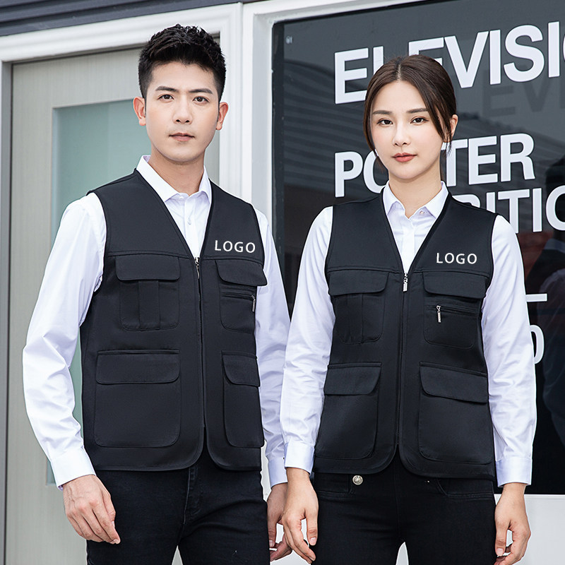Postal Work Uniform Vest for Summer Ems Delivery Personnel, Fresh Food Supermarket Green Work Vest with Logo Print for Men Postal Work Uniform Vest for Summer Ems Delivery Personnel, Fresh Food Supermarket Green Work Vest with Logo Print for Men