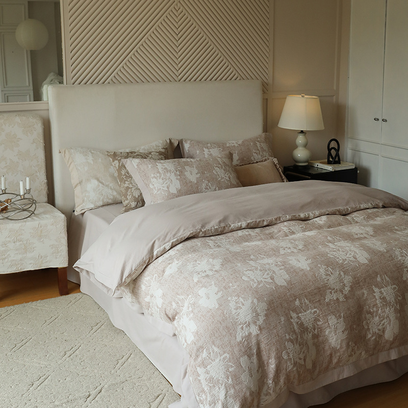 Conjunto de roupa de cama boho em algodão estilo francês jacquard_voghion.com