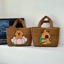 批发2024新款羽绒布手提单肩包可爱便携托特包少女心通勤上课跨包