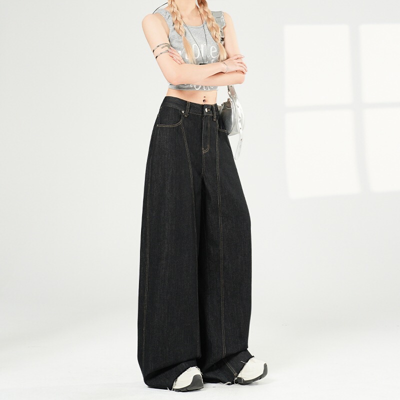 Spring/Summer New Arrivals | Trendy Cool and Free-Spirited Style | Fashionable Street Style Black and Gold Curved Pants for Women Regular & Spring/Summer Spring/Summer New Arrivals | Trendy Cool and Free-Spirited Style | Fashionable Street Style Black and Gold Curved Pants for Women Regular & Spring/Summer