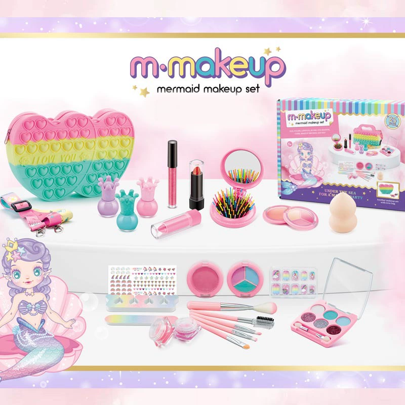 Игрушка для макияжа, набор, сумка для принцессы, праймер для макияжа, помада, румянец для лица, (跨-border торговля), Amazon