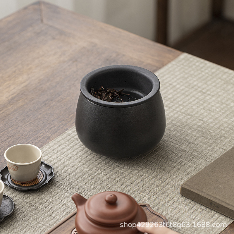 粗陶茶かすかめ茶洗建水中国式レトロ純色茶器部品水孟茶かすかめは濾過器を持っています。|undefined