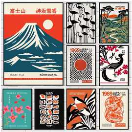 日本复古文化海报和印刷品画布绘画日式展览墙艺术图片家居装饰