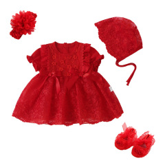 Baby girl's 100th day celebration princess dress gown cute and adorable outfit dress for tiny infant first 100 days photo.