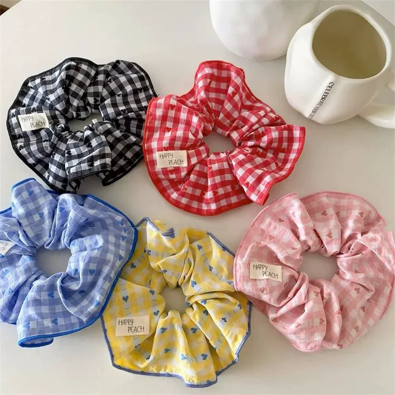 Простая резинка для волос в горошек с сердечками, модная резинка для волос в клетку, стильная резинка для волос для девочек, элегантная резинка для волос с хвостиком.