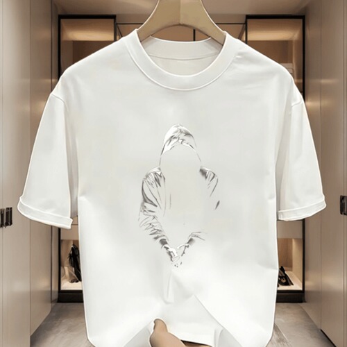 American street style black heavy-letter short-sleeve T-shirt for men, summer Insta trendy brand loose 7.5-inch sleeve top fashion