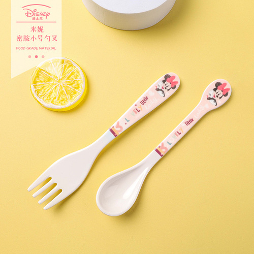 Disney Mickey Spork Child-friendly Utensils Small Spoon Large Fork Melamine Cartoon Spork Mickey Minnie Spork Dinner