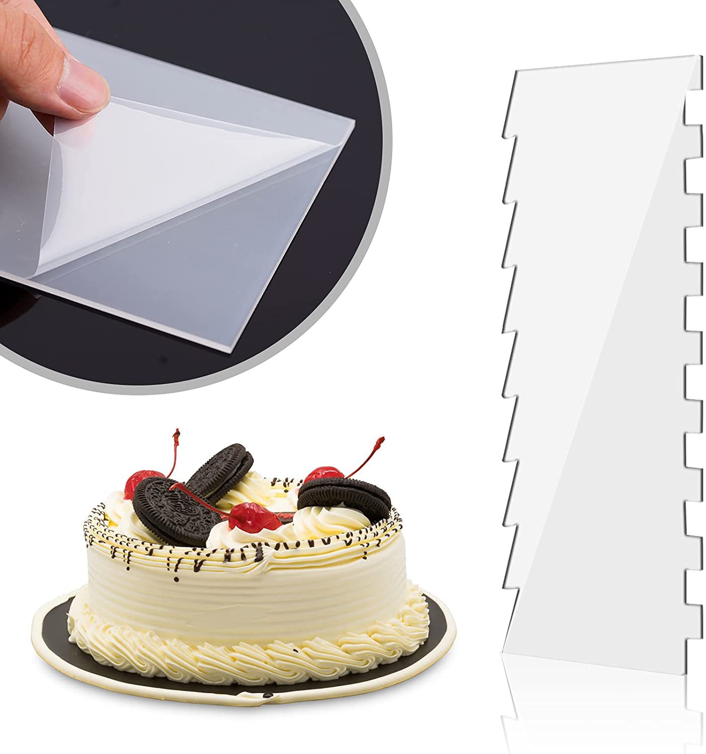 亚克力蛋糕装饰轮廓梳 蛋糕奶油糖霜平滑边缘工具糕点刀 烘焙工具