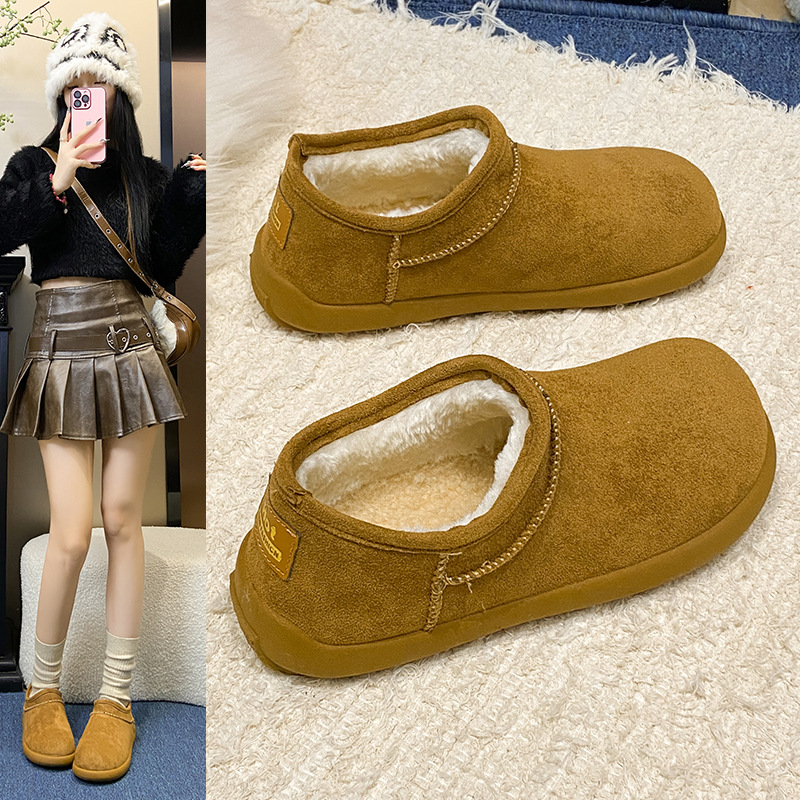 2025秋冬新款雪地靴女甜美风真皮保暖时尚百搭舒适厂家直销代发